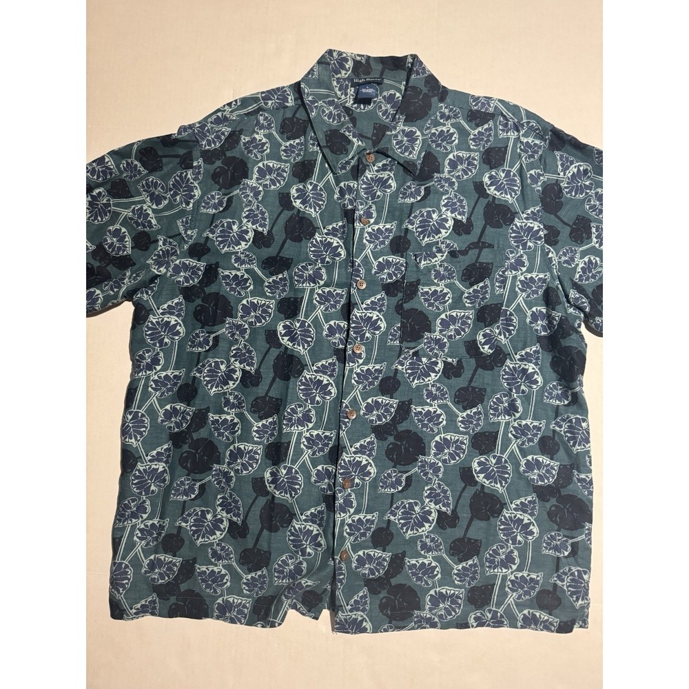 VTG High Sierra Leaf Patterned SS Button Down Dress Shirt, Men's Large #1137‎